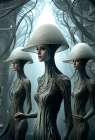 Women in futuristic fashion outfits. AI Generated. Art Print